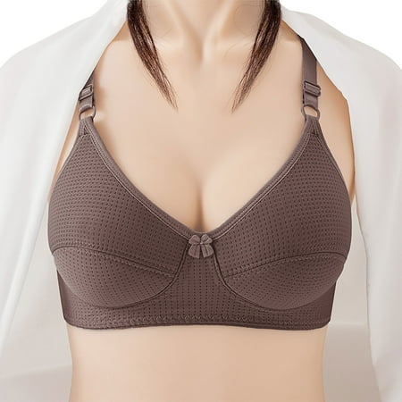 REORIAFEE Womens Underwear and Bras Gathered Together Wireless Bras Solid Adjustable Straps Brassiere Breathable Spaghetti Straps Comfy Corset Underwear Classic Comfortable Support Lingerie Coffee M