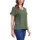 thumbnail image 4 of INSPIRAR CHIC Blusas de Lino para Mujeres, Camisetas de Manga Corta, Ropa Casual Básica de Verano, Blusa Suelta de Color Sólido XL Verde Oliva, 4 of 6