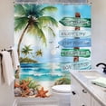 thumbnail image 3 of Beach Ocean Shower Curtain for Bathroom Decor 84Wx72H Coastal Nautical Positive Quotes Seaside Tropical Palm Tree Teal Blue Art Printed Fabric Polyester Waterproof 12 Pack Plastic Hook, 3 of 6