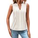 thumbnail image 1 of Top sin mangas con cuello en V y pliegues para mujer, poliéster-spandex, tallas S-XXL, elegante/casual, bloques de color, 1 of 5