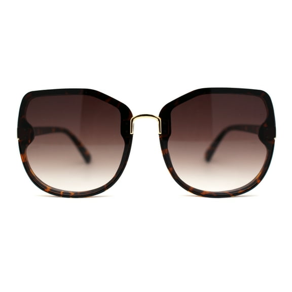Womens Slick Rimless 90s Fashion Butterfly Plastic Sunglasses Tortoise Brown