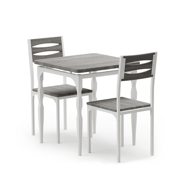 3 Piece Dining Table Set for 2, 27" Kitchen Table Set with Spiral Leg, Wooden Square Kitchen Table & Chairs, Space Saving Breakfast Table for Kitchen