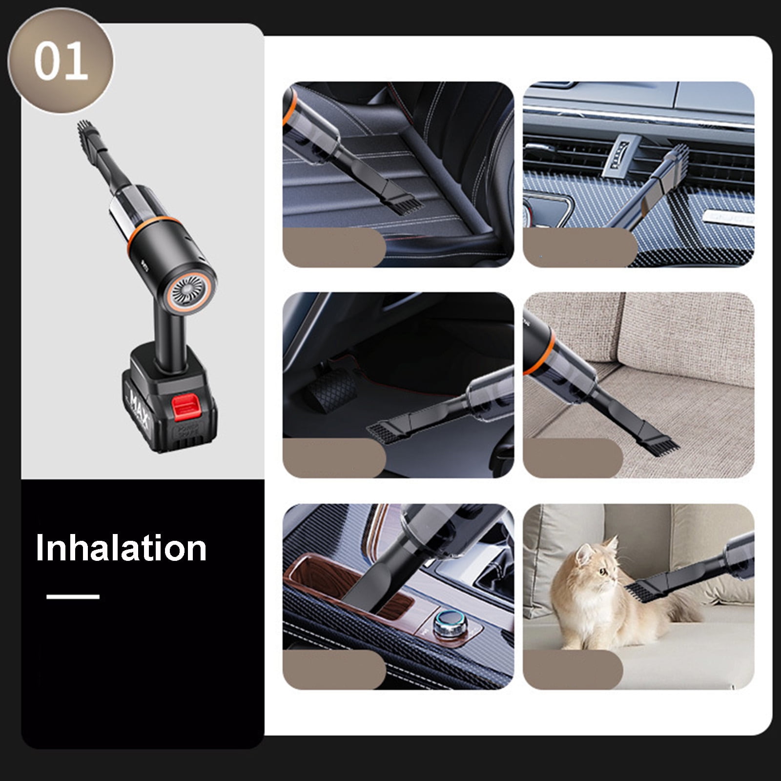 Uiz Merueh Car Vacuum Wet and Dry High Power Hand Held Vacuum Powerful Suction Hand Vac Hand Vacuum Cordless, Hand Vacuums for Car/Home/Pet