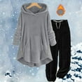 thumbnail image 2 of Enjoytime Winter Sets Women 2 Piece Outfits Solid Color Long Sleeve Hoodie Pants Warm Loungewear Casual Loose Plus Size Clothing for Women Black S, 2 of 6
