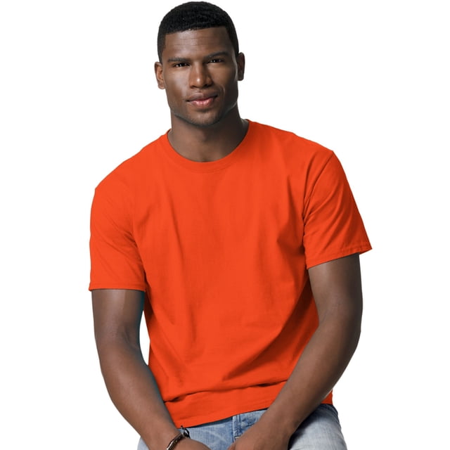 Hanes TAGLESS Men`s T-Shirt - Best-Seller, L, Orange