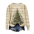 thumbnail image 2 of Jkety Vintage Christmas Sweater Christmas Shirts for Women Long Sleeve Vintage Santa Claus Shirts Fashion Christmas Holiday Tops Light Yellow,S, 2 of 7
