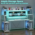 SEDETA 78.8'' Gaming Desk with Hutch and Storage Shelves LED Lights