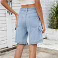 thumbnail image 2 of Las mujeres Y2K cintura alta 6 bolsillos pantalones cortos verano Jorts Casual lavado herramientas pantalones vaqueros pantalones cortos, 2 of 7