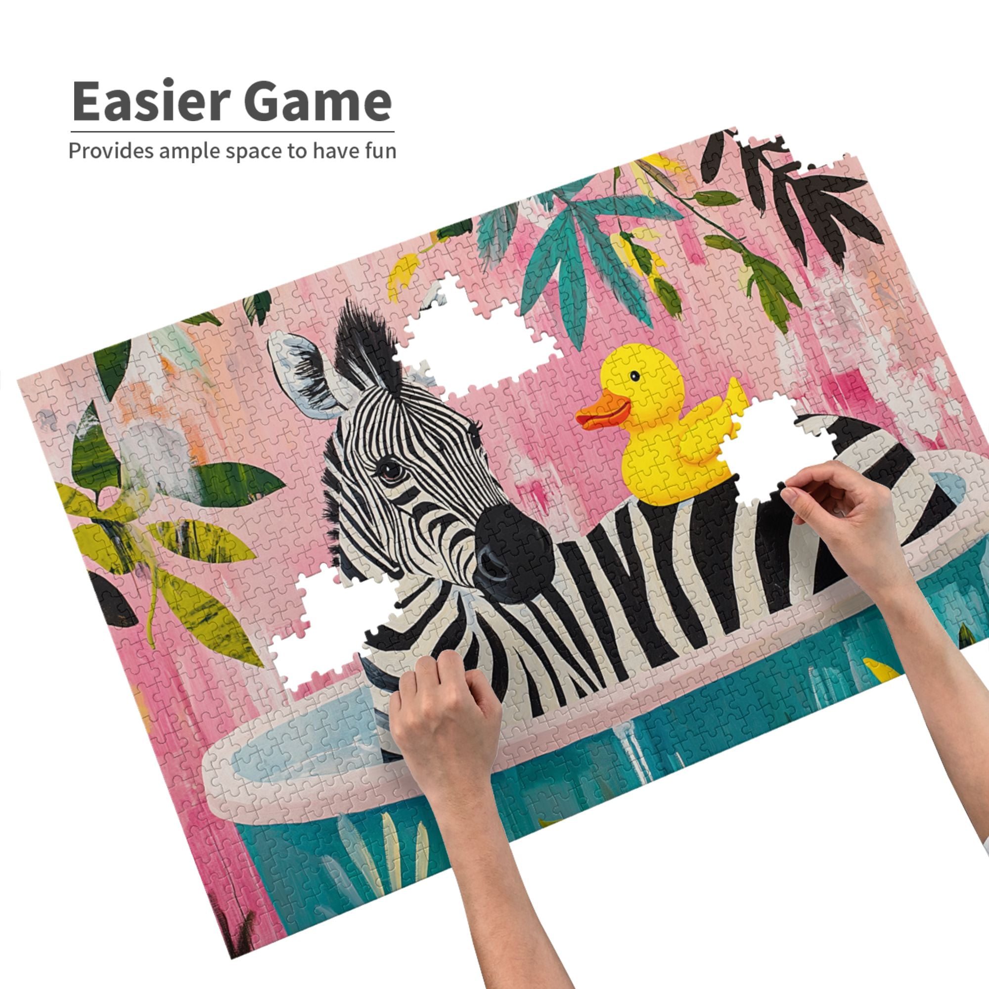 1000 pcs Zebra's bathing time 1000 Piece Wooden Puzzles,Unique Animal Art High difficulty puzzle 1000 Piece,Stunningly Vibrant Colors,for Animal & Puzzle Lovers,Creative Activity Hobbies for Adults