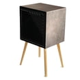 thumbnail image 1 of Buro Negro Mesa Noche Luz Led Mdf Recámara Organizador, 1 of 6