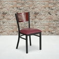 thumbnail image 2 of Flash Furniture HERCULES Series Black Slat Back Metal Restaurant Chair - Mahogany Wood Back, Burgundy Vinyl Seat, 2 of 7