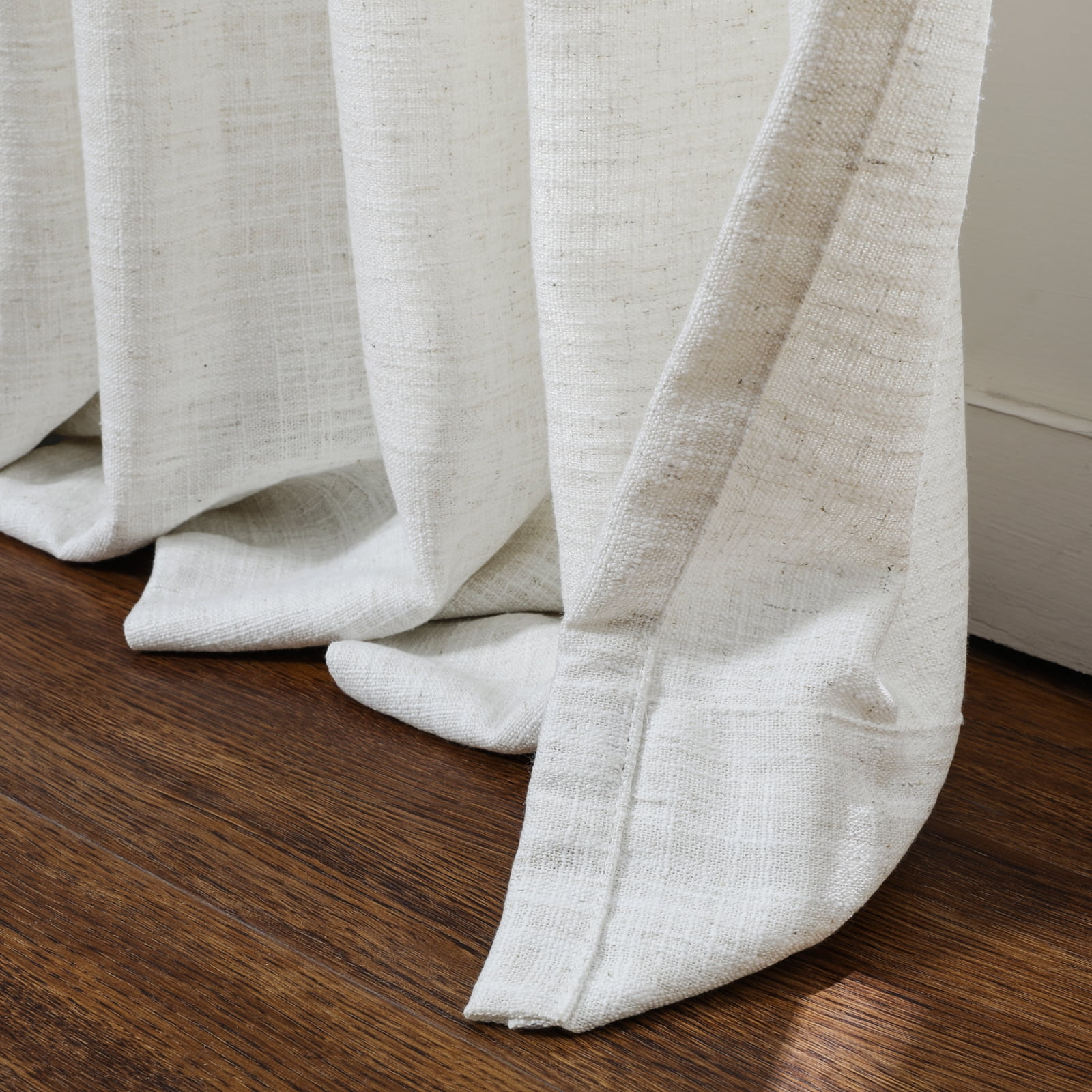 TWOPAGES Textured Linen Drapery 42 W X 108 L Inches Light Filtering Pinch Pleat Curtain Window Treatment for Guest Room, 1 Panel, Beige White
