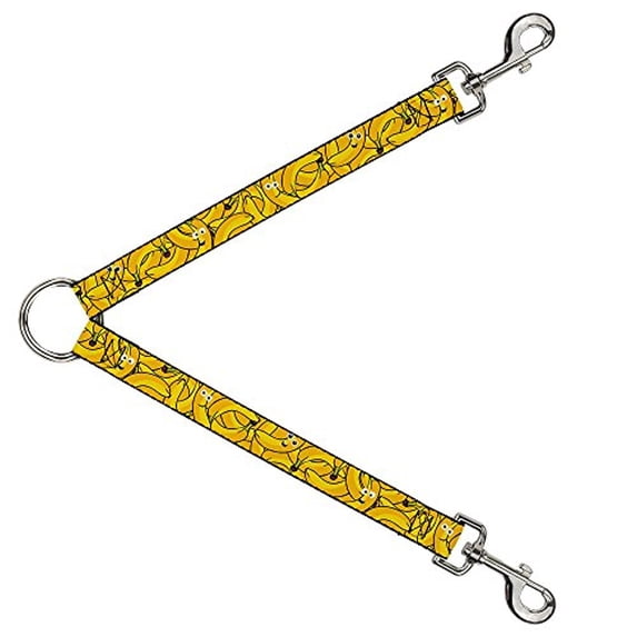 Buckle-Down Leash Splitter - Bananas Stacked Cartoon Yellows - 1" Wide - 30" Length