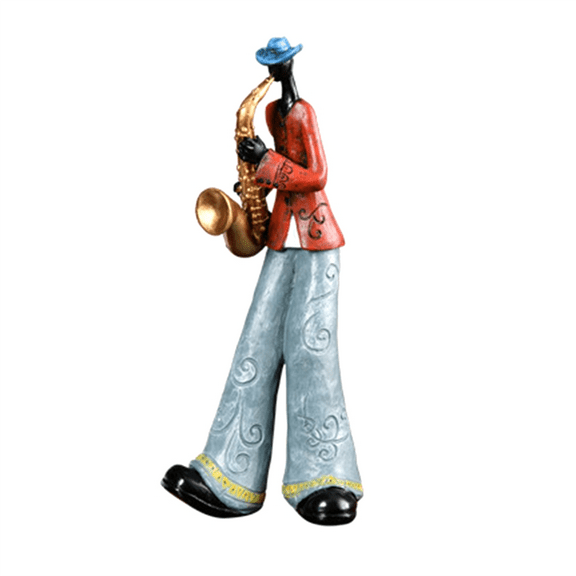 Jazz Band Player Figurines Vintage Musician Figure Resin Statues Desktop Ornament Retro Sculpture Home Indoor Decor D