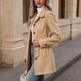 thumbnail image 6 of Edvintorg Womens Trench Coat Solid Color Long Sleeve Loose Long Jacket Turndown Collar Casual Button Down Outerwear with Pocket Woman Clothes Khaki S-2XL, 6 of 7