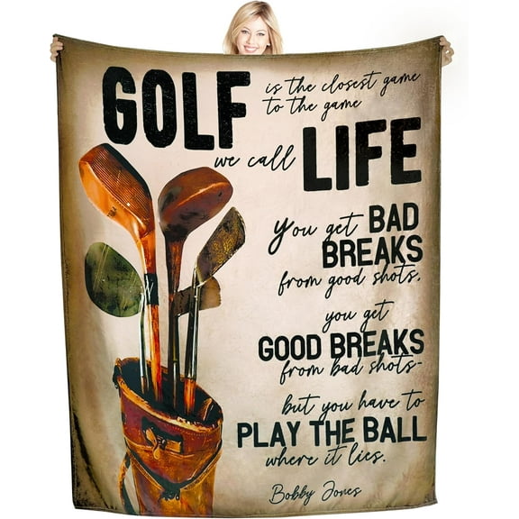 Golf Gifts for Men and Women - Soft Fleece Throw Blanket with Funny Design for Golf Lovers, Ideal Birthday or Father’s Day Present for Adults and Kids, 50" x 60"