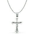 thumbnail image 1 of 14K White Gold Jesus Crucifix Cross Pendant with 1.5mm Rope Chain Chain Necklace - 22", 1 of 6