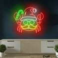 thumbnail image 3 of Craftnamesign Crab Santa Hat Neon Light, Seafood Restaurant LED Sign, Christmas Wall Art, 3 of 5