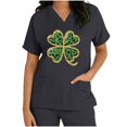 thumbnail image 5 of BiZtdJrK Today's Sales of The Day St. Patrick's Day Womens Scrubs Tops Workwear Summer Casual V Neck Short Sleeve T Shirts Nursing Uniform Scrubs Shirts with Pockets Black M, 5 of 7