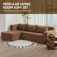 thumbnail image 6 of BUIORD 87" Modular Sectional Couch, Oversized L-Shaped Floor Sofa Velvet Sectional Sofa with Chaise Lounge, Left-Hand Facing Modular Couch for Living Room, Khaki, 6 of 7