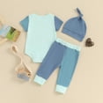 thumbnail image 3 of Bagilaanoe 3pcs Newborn Baby Boy Pants Set Letter Print Short Sleeve Romper Tops + Leggings + Hat 3M 6M 12M 18M Infant Casual Clothes, 3 of 8