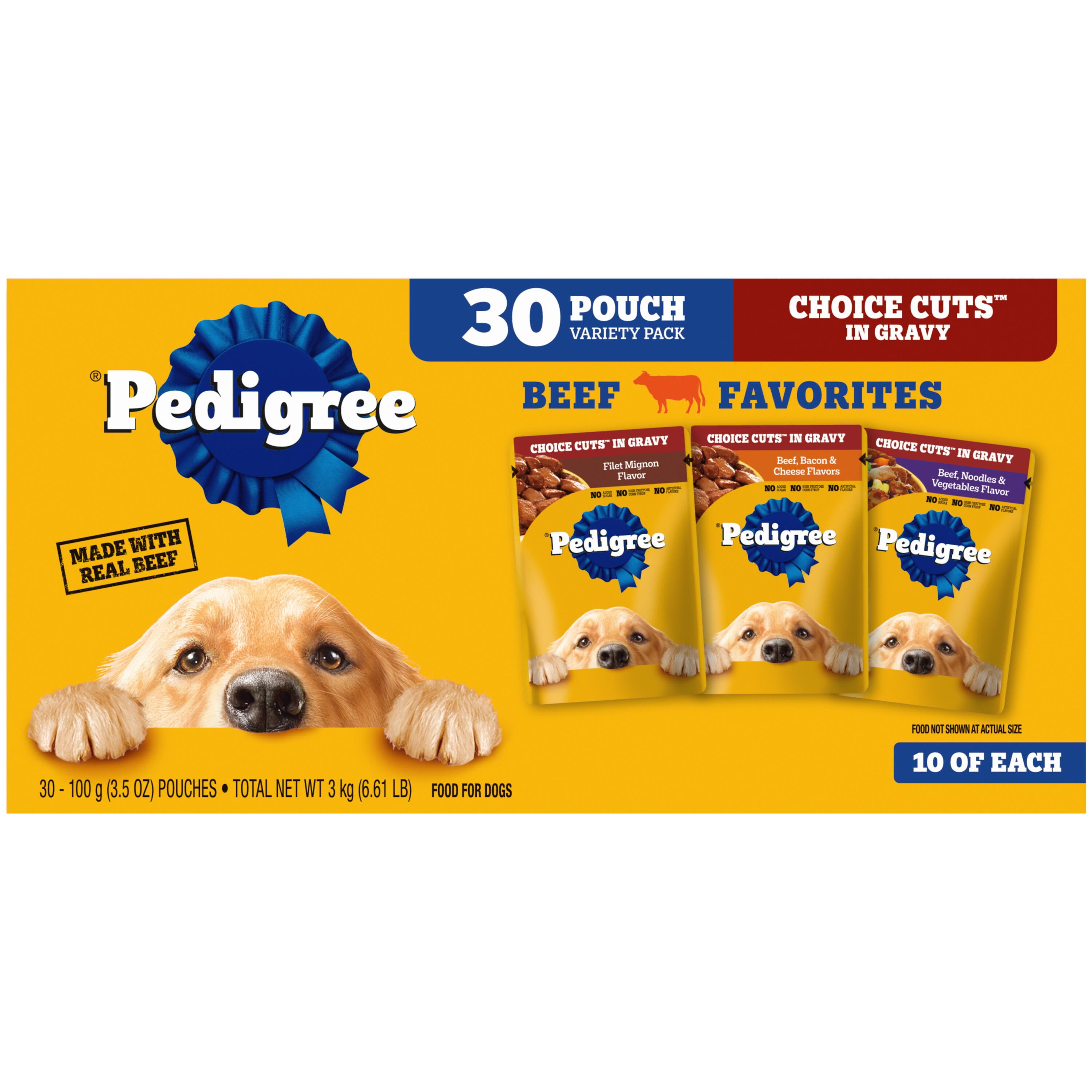 PEDIGREE Pouch, 30ct Multi-pack Beef CIG (Filet Mignon, Beef/Noodle/Veg, Beef/Bacon/Cheese)