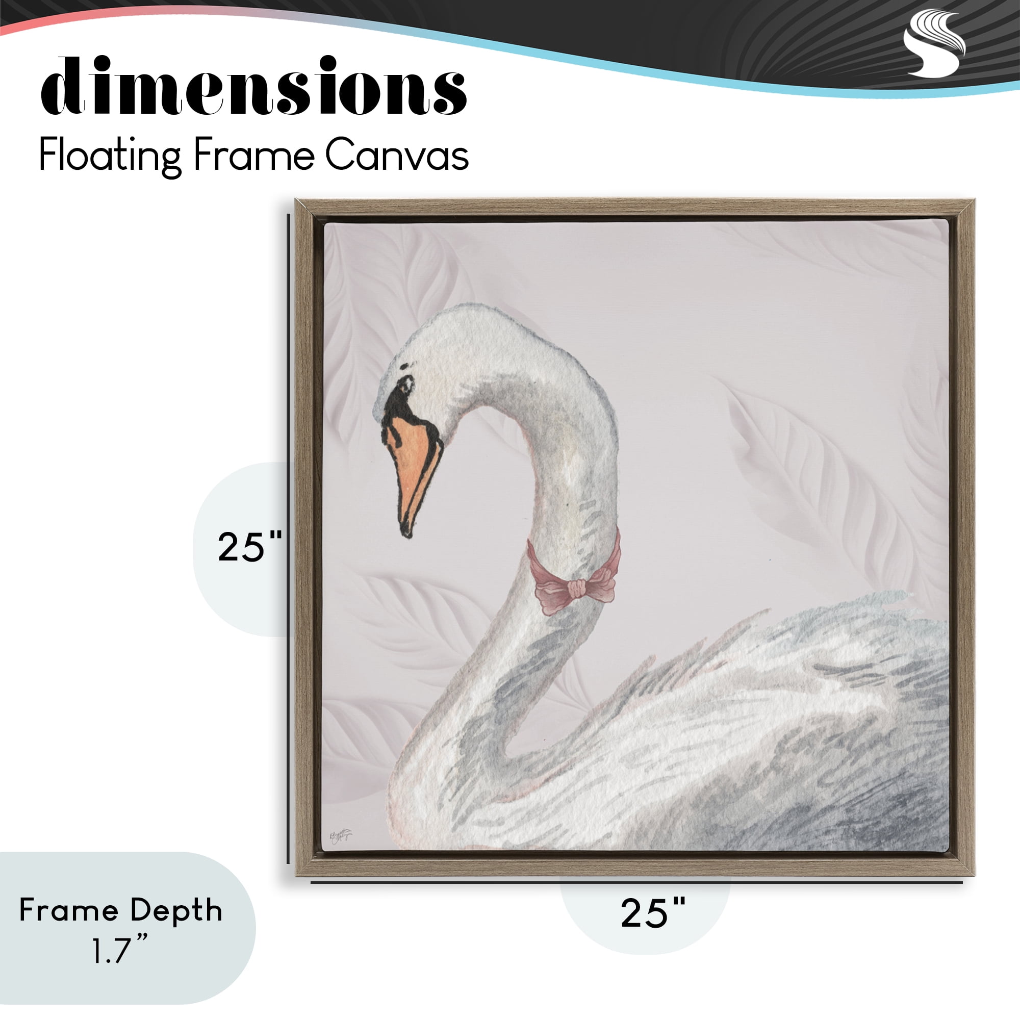 Stupell Industries Soft Classic Swan & Bow Brown Framed Floater Canvas Wall Art, design by Elizabeth Medley