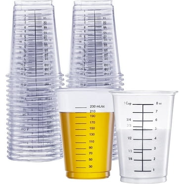 GUSTO Multipurpose Plastic Cups 10 Oz Measuring Cup for Liquid, 25-Pack