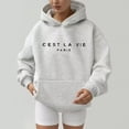 thumbnail image 2 of Sudadera con capucha y estampado de letras para mujer, primavera y otoño de 2024, sudaderas con capucha de manga larga para mujer, blusas de moda, jerséis holgados informales para mujer, 2 of 5