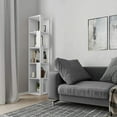 thumbnail image 2 of JV Home Piano Collection 64 Inch 5-Tier Corner Bookcase Stylish Bookshelf Shelving Storage for Living Room Kitchen Laundry Bedroom (White), 2 of 6