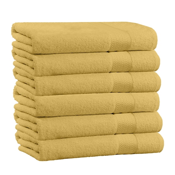 100% Cotton 6-Piece Bath Towels - Extra Soft Fade-Resistant Towels - 54" x 27" - (Gold)