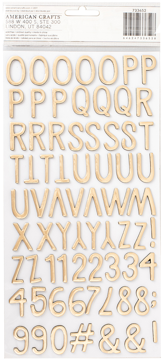 American Crafts Thickers Solid Gold Foil Foam Alpha Paper Stickers, 147 Piece - image 2 of 5