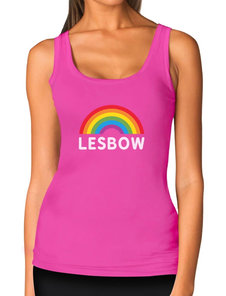 Lesbow Rainbow Flag Lesbian Rights & Equality LGBT Racerback Tank Top Gay Pride