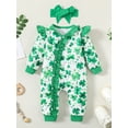thumbnail image 2 of St Patricks Day Baby Boy Girl Outfit Jumpsuit Shamrock Print Long Sleeve  one-piece  Newborn Infant Spring Clothes, 2 of 8