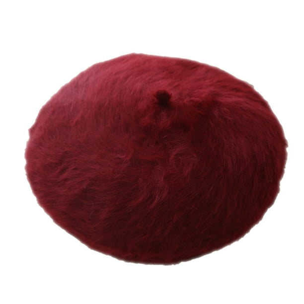 Qarigey Gorros de piel de boina, sombrero clásico de estilo coreano, tocado romántico de otoño, ropa de fiesta, suministros de ropa para mujeres y Sombreros vino rojo Qarigey AP010201-09B