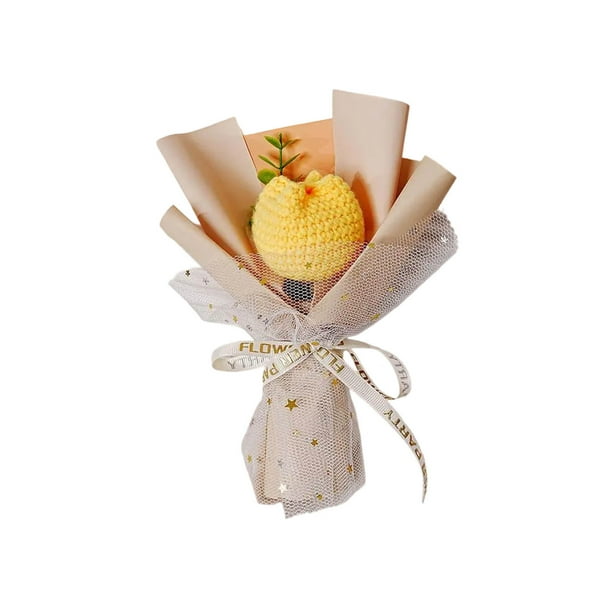 Ramo de flores tejido a mano, regalo para el Día de la Madre, decoración artesanal para el hogar, decoración para la sala de estar, pequeño ramo de flores tejido a mano, producto terminado