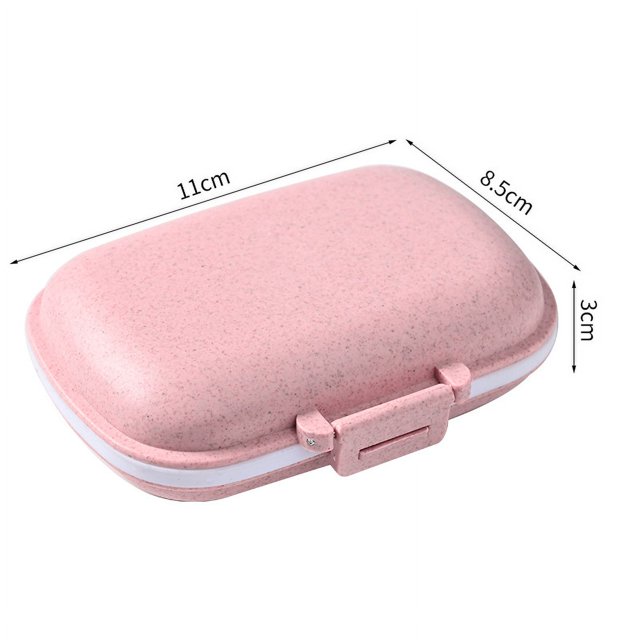 Pastillero portátil de 8 compartimentos, pastillero diario para contener vitaminas, pequeño pastillero para bolsillo organizador de medicinas (rosa)