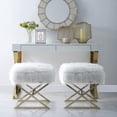 thumbnail image 2 of Inspired Home Nicole Faux Fur and Metal Ottoman, 2 of 9