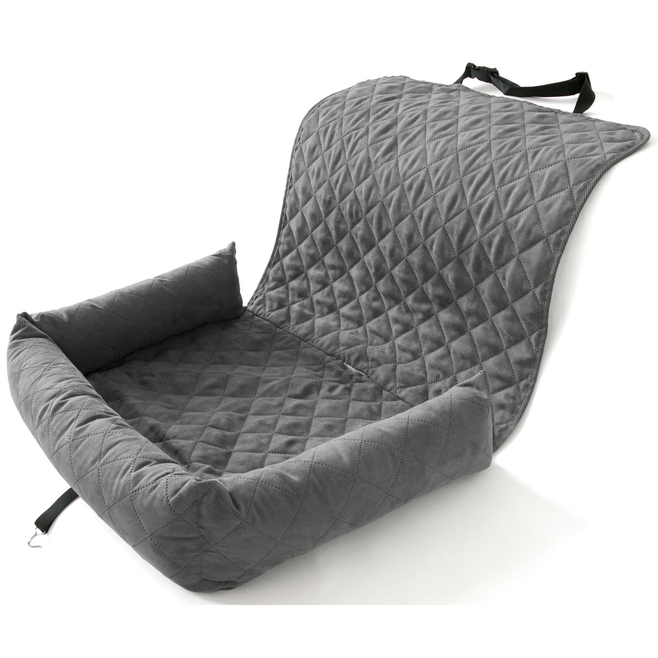 Precious Tails Co-Pilot Quilted Bolster Pet Car Seat Cover for Pets with Micro-Suede Fabric