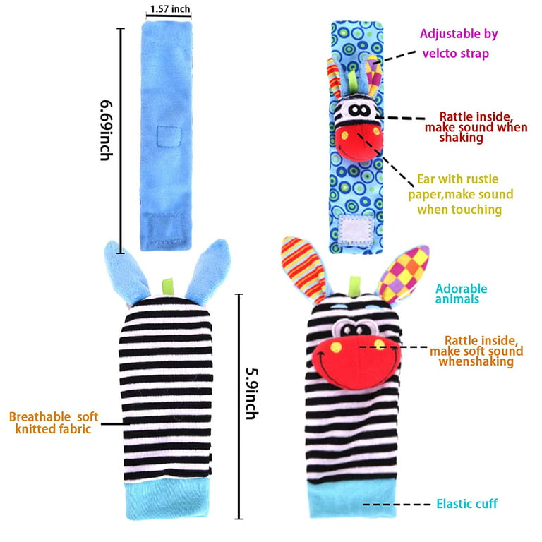 Wrist Rattles Baby Socks Baby Toys Set Soft Sensory Toys for