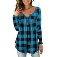 thumbnail image 1 of Uhndy Casual Floral Print Long Sleeve Pullover Tunic Blouse Tops For Women Boho Classic Vintage Pleated Swing Henley Shirts Blouse T Shirt Paisley Flare Tunic Blouse Tee 5-Plaidprint 2XL, 1 of 4