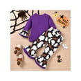 thumbnail image 3 of Toddler Girls Halloween Outfits Kids Long Sleeve Tees + Boo Ghost Patterned Bell Bottom Pants Set, 3 of 9