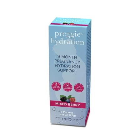 Three Lollies Preggie Hydration Packets - Natural Hydration & Digestive Health Support for Women During Pregnancy - Eases Nausea & Replaces Nutrients - Essentials for Morning Sickness - 7 Packets