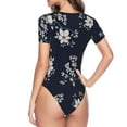 thumbnail image 3 of Uemuo Retro Flower Pattern Women's One Piece Short Sleeve Swimsuit Rash Guard Surfing Modest Quick-drying Swimsuit Beach Essentials-XX-Large, 3 of 9