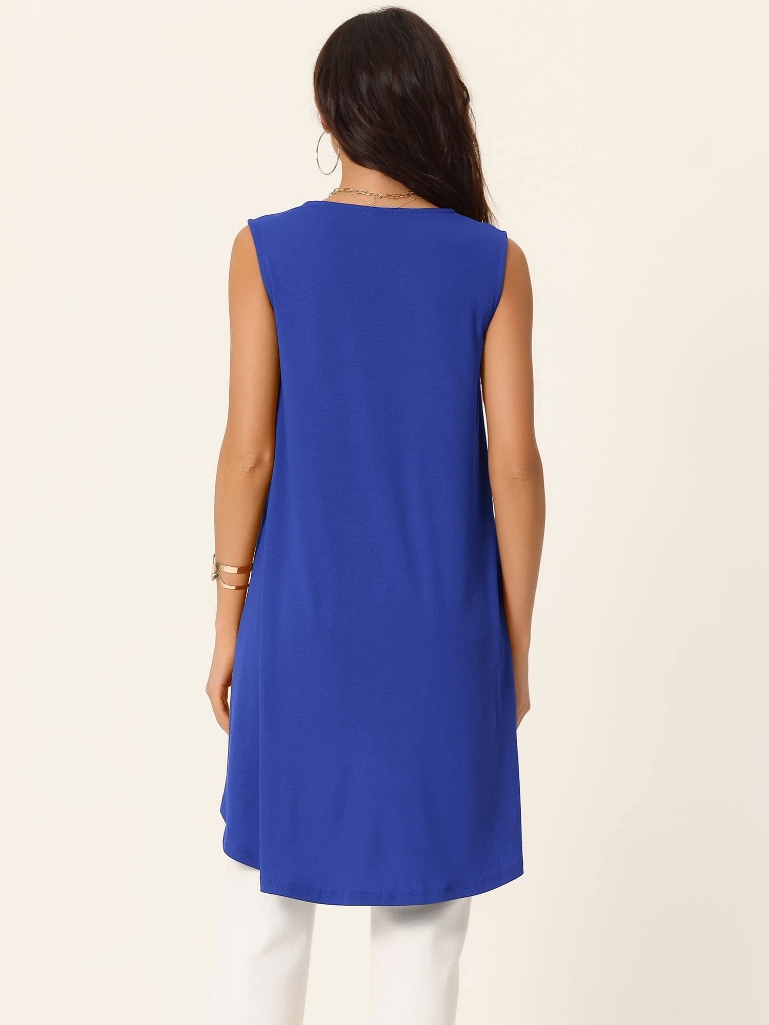 DARING DIVA High Low Asymmetrical Sleeveless Top S Royal Blue