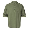 thumbnail image 4 of XIAOCHA Mens Solid Henley Long Sleeve Shirt Relaxed Fit Pocket Beach Casual Tops, 4 of 5