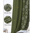 thumbnail image 6 of Japanese Blackout Curtains 45 Inches Long, Kitchen Black Out Window Treatments, Green Rustic Retro Pastoral Floral Leaves Thermal Insulated Lined Drapes for Small Window with Grommet 42"x45", 6 of 8