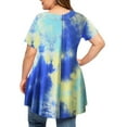 thumbnail image 6 of Ichuanyi Womens Shirts , Women Plus Size Tops Tie-dye Print Short Sleeve V-neck Blouse Pleated Hem Shirt, 6 of 9
