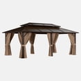 thumbnail image 7 of Clouddwell 12'x20' Hardtop Gazebo - Polycarbonate Double Roof with Netting & Curtains for Patio, Garden Sun Protection,Brown, 7 of 7