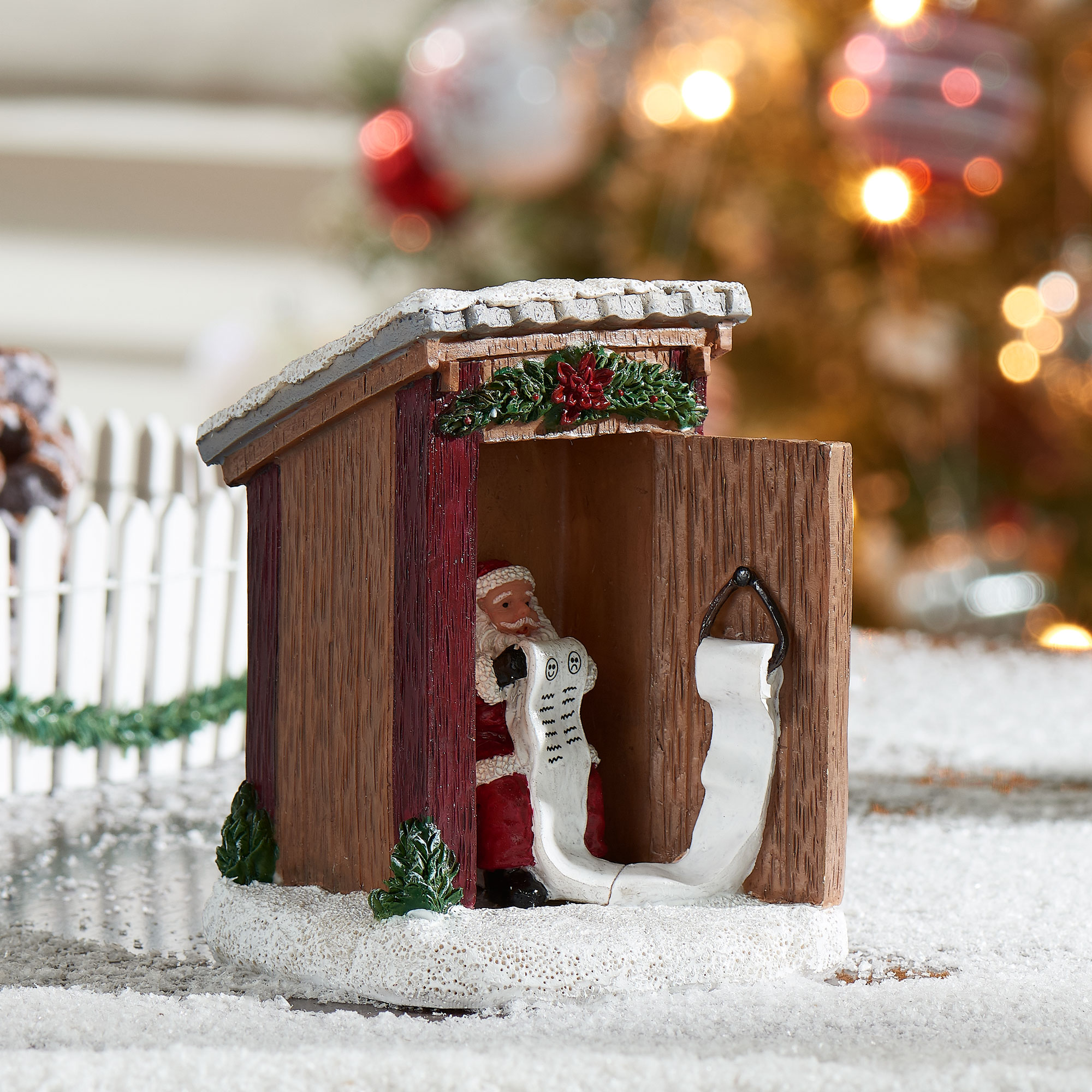 Holiday Time Santa in Outhouse Christmas Village Collectible Figurine Table Top Decoration - image 2 of 5